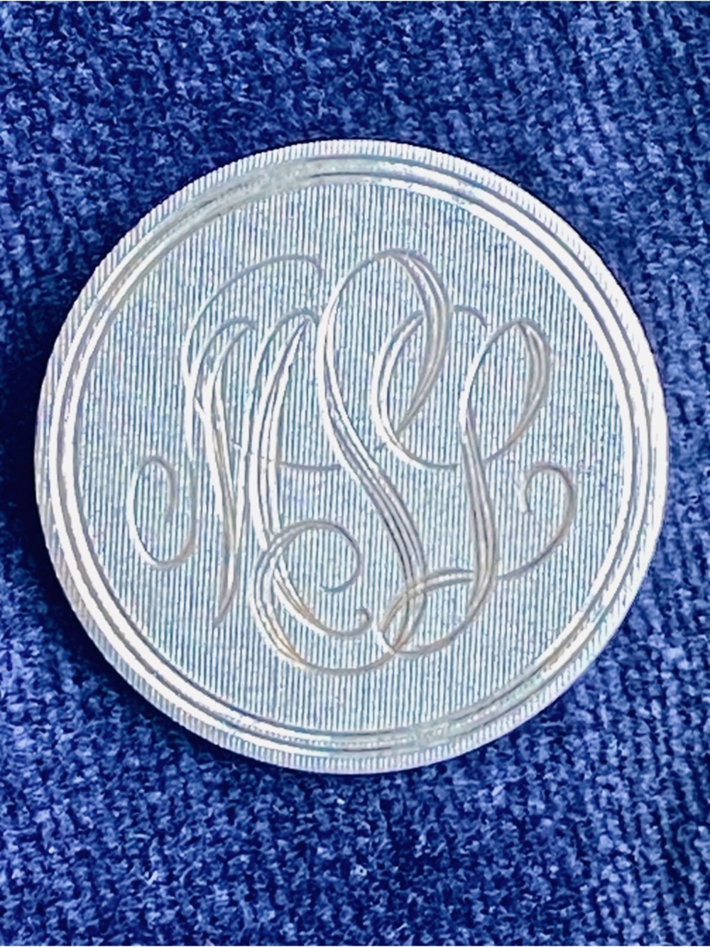 Vintage WELLS Sterling Silver Monogrammed Round Brooch/Pin - Approx 7.12 grams